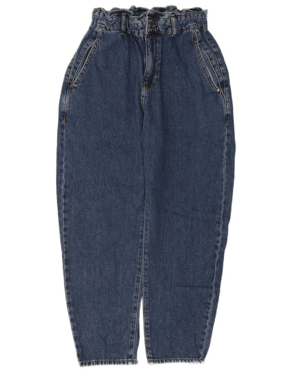 Женские укороченные джинсы свободного кроя с высокой талией ZARA EU 38, маленькие W28 L25, синие