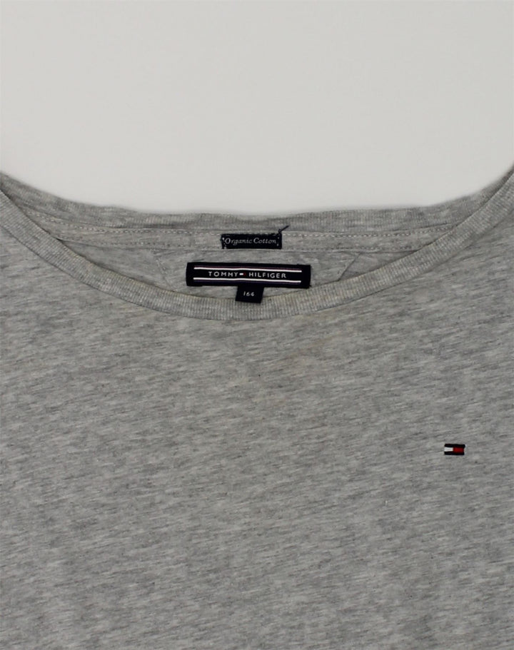 TOMMY HILFIGER Girls Top Long Sleeve 14-15 Years Grey Cotton | Vintage Tommy Hilfiger | Thrift | Second-Hand Tommy Hilfiger | Used Clothing | Messina Hembry 