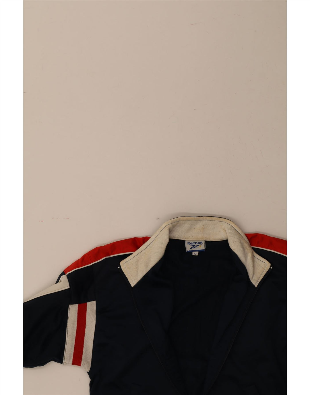 REEBOK Boys Graphic Tracksuit Top Jacket 11-12 Years Navy Blue Polyester Vintage Reebok and Second-Hand Reebok from Messina Hembry 