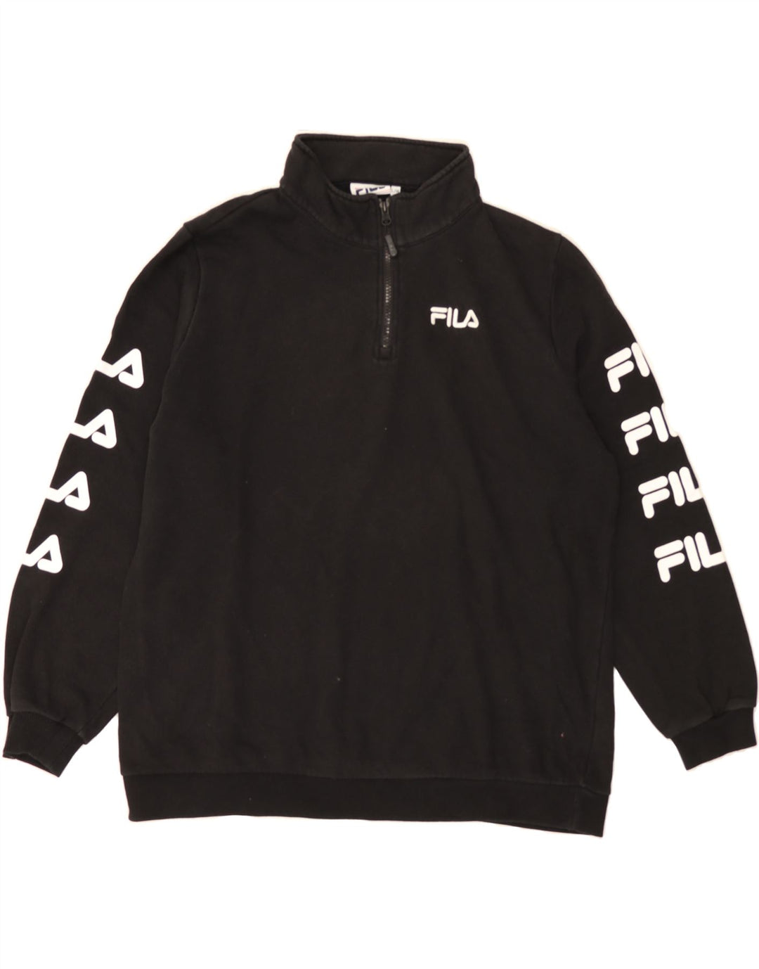 FILA Boys Oversized Graphic Sweatshirt Jumper 13-14 Years Large Black Vintage Fila and Second-Hand Fila from Messina Hembry 