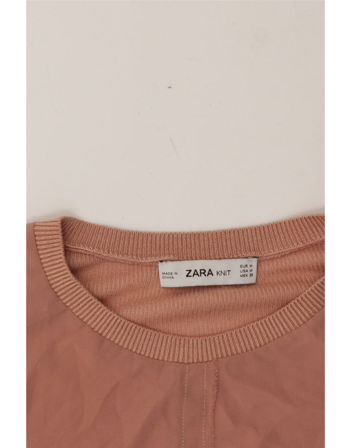 ZARA Womens Crew Neck Jumper Sweater UK 12 Medium Pink Vintage Zara and Second-Hand Zara from Messina Hembry 