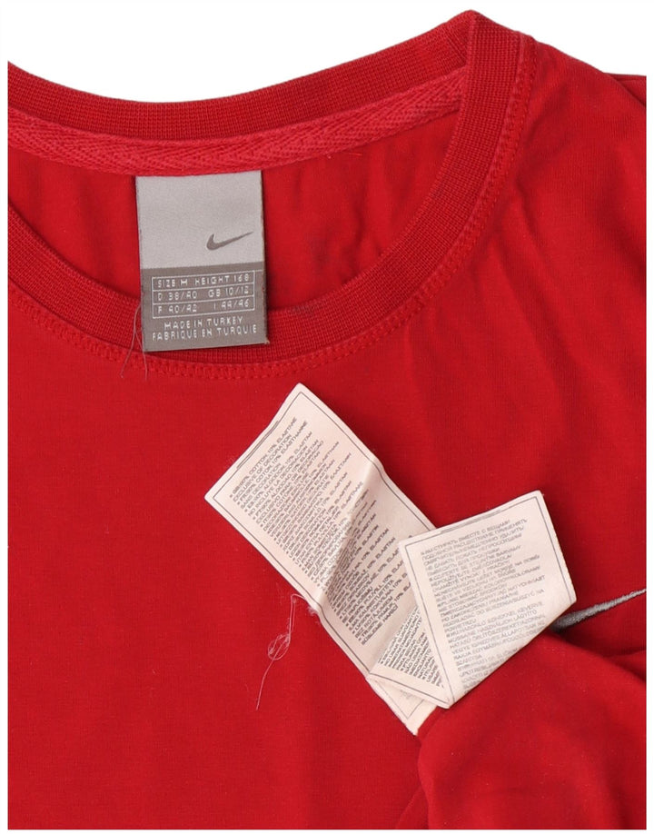 Женский топ с длинным рукавом Nike UK 10/12, средний красный хлопок, красный