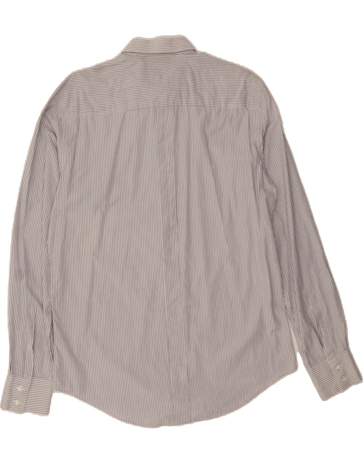 CALVIN KLEIN Mens Regular Fit Shirt Large Grey Striped Vintage Calvin Klein and Second-Hand Calvin Klein from Messina Hembry 