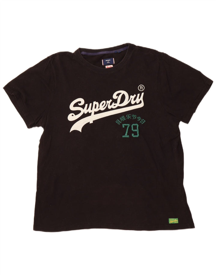 SUPERDRY Мужская футболка с рисунком, топ 2XL, черный хлопок