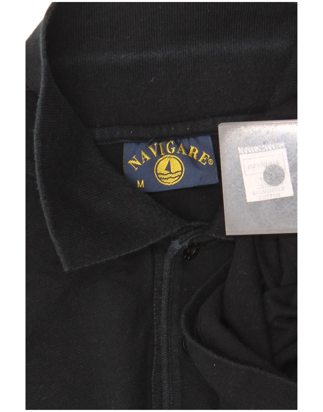 Мужская рубашка-поло NAVIGARE, хлопковая, черная, среднего размера