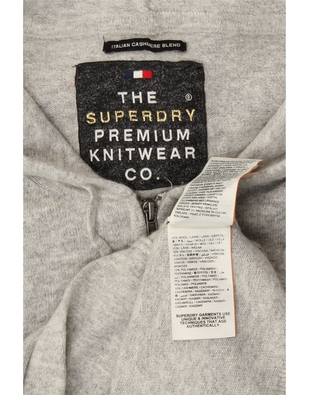 Женский кардиган с капюшоном Superdry UK 14, шерсть среднего серого цвета