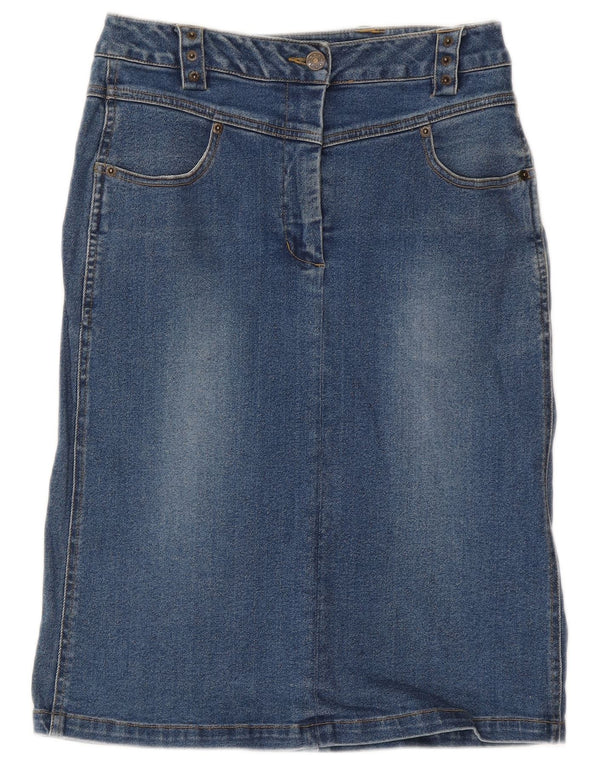 Винтажная женская джинсовая юбка UK 10, маленькая W26, синяя, хлопок