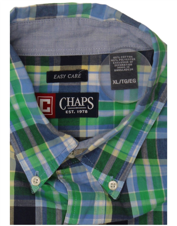 Мужская рубашка Chaps с коротким рукавом XL, зеленая клетка, хлопок