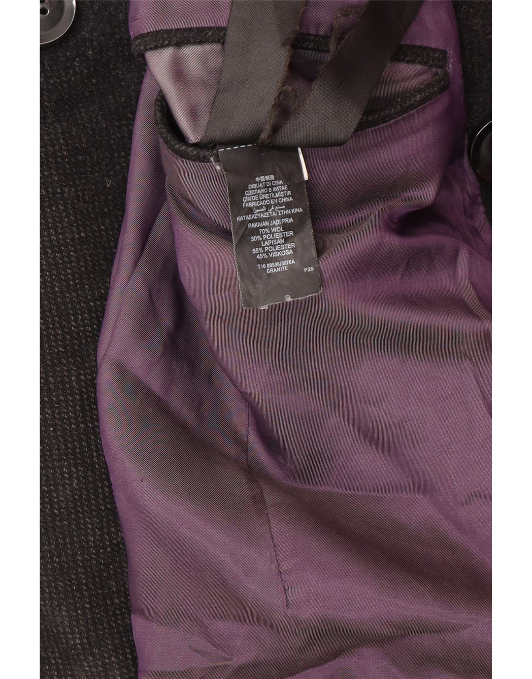 Мужское полупальто Marks & Spencer UK 38, средний черный, шерсть