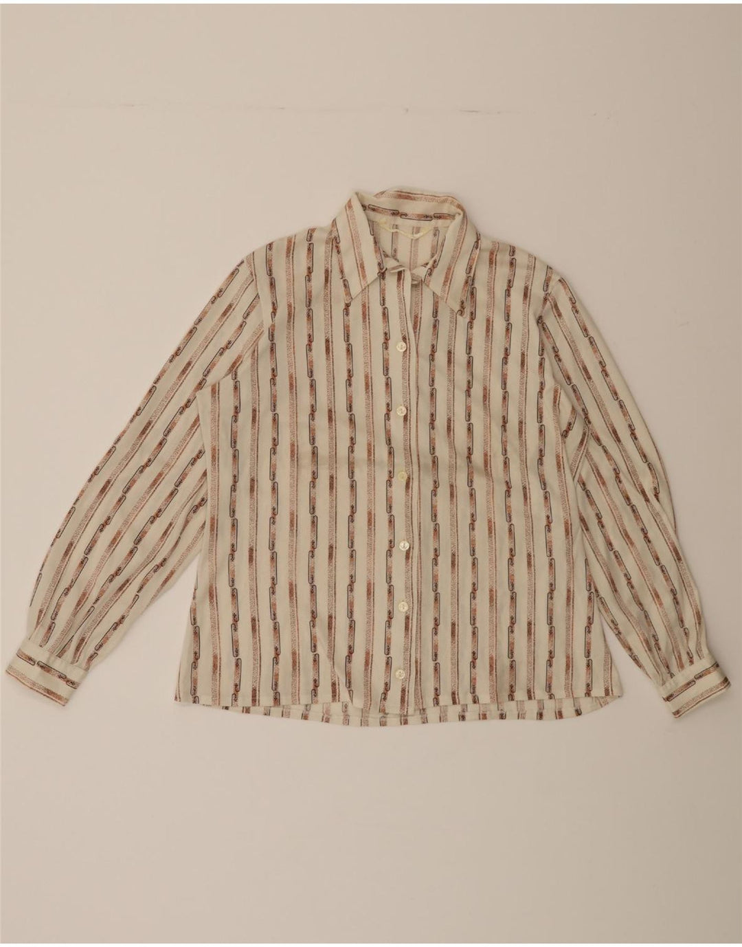 VINTAGE Womens Shirt UK 14 Large White Striped Vintage Vintage and Second-Hand Vintage from Messina Hembry 