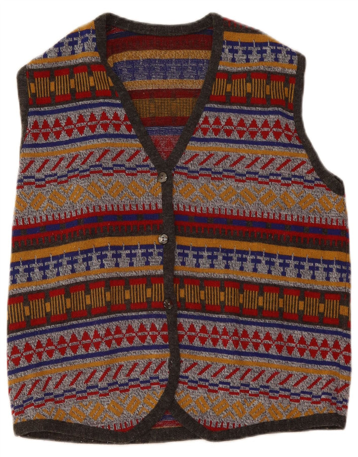 ВИНТАЖНЫЙ женский жилет UK 16, большой разноцветный Fair Isle