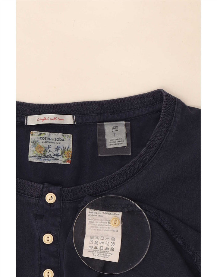 Мужской топ Scotch & Soda с длинным рукавом, темно-синий, большой размер, хлопок