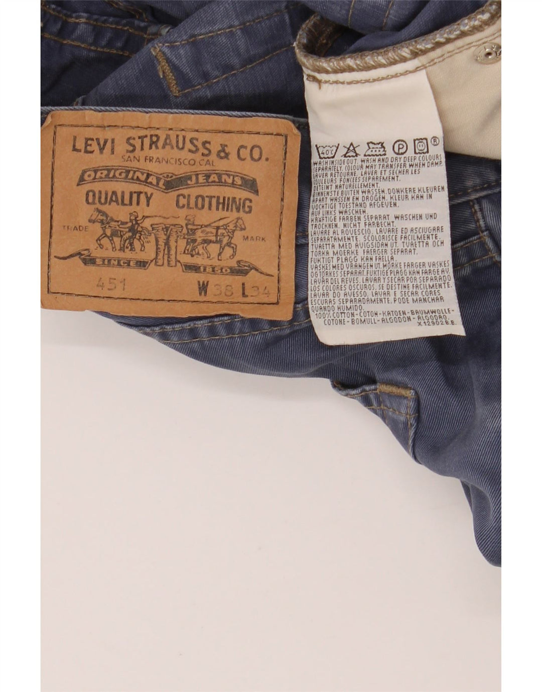 Мужские зауженные джинсы LEVI'S 451 W38 L30 синие, хлопок
