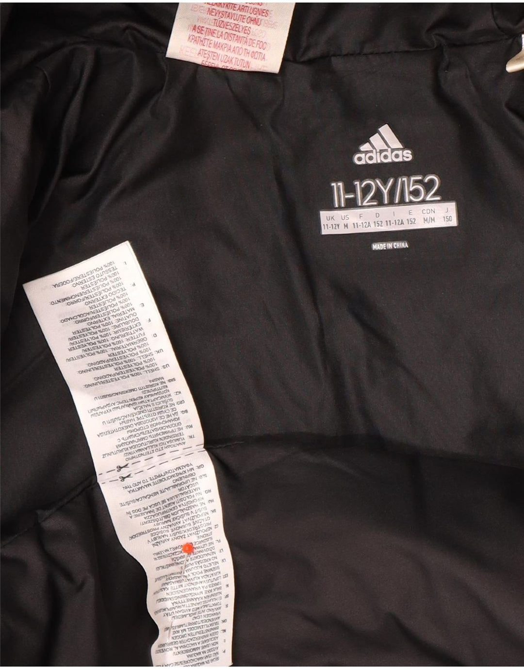 Утепленная куртка Adidas с капюшоном для мальчиков 11-12 лет, черный полиэстер