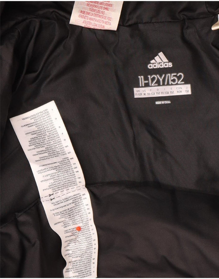 Утепленная куртка Adidas с капюшоном для мальчиков 11-12 лет, черный полиэстер