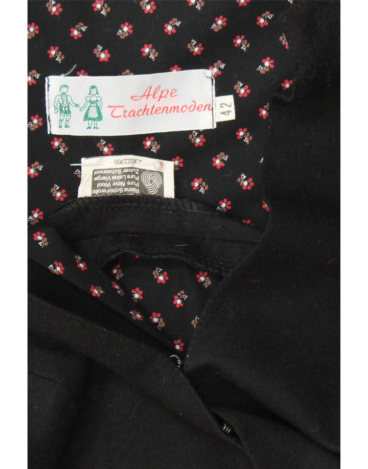 VINTAGE Womens Crop Blazer Jacket EU 42 Large Black Wool Vintage Vintage and Second-Hand Vintage from Messina Hembry 