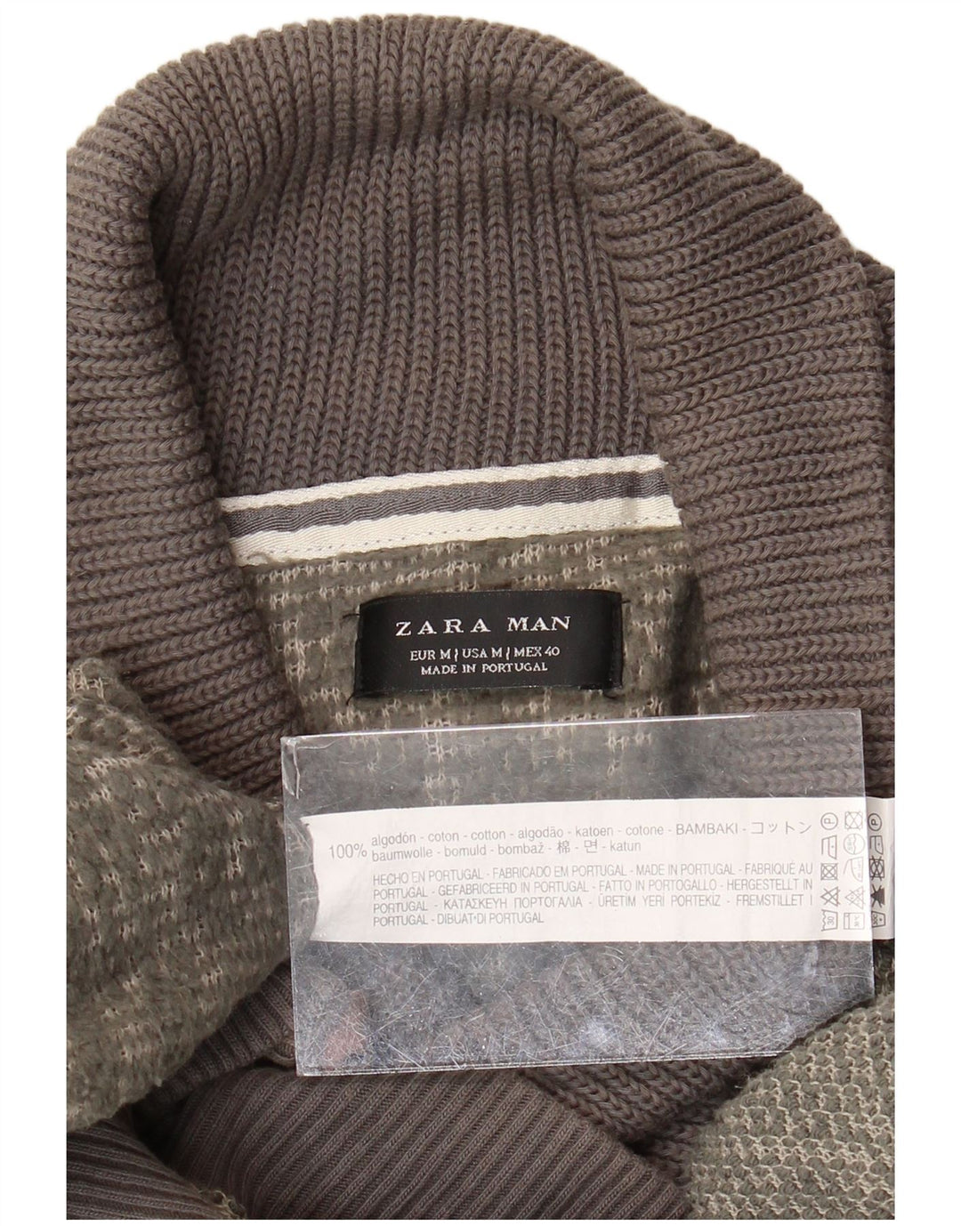 Мужской джемпер Zara с отложным воротником, хлопковый свитер среднего зеленого цвета