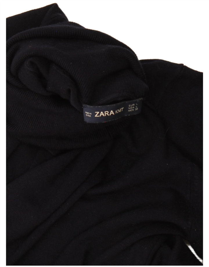 Женский джемпер с высоким воротником Zara UK 14, большой темно-синий