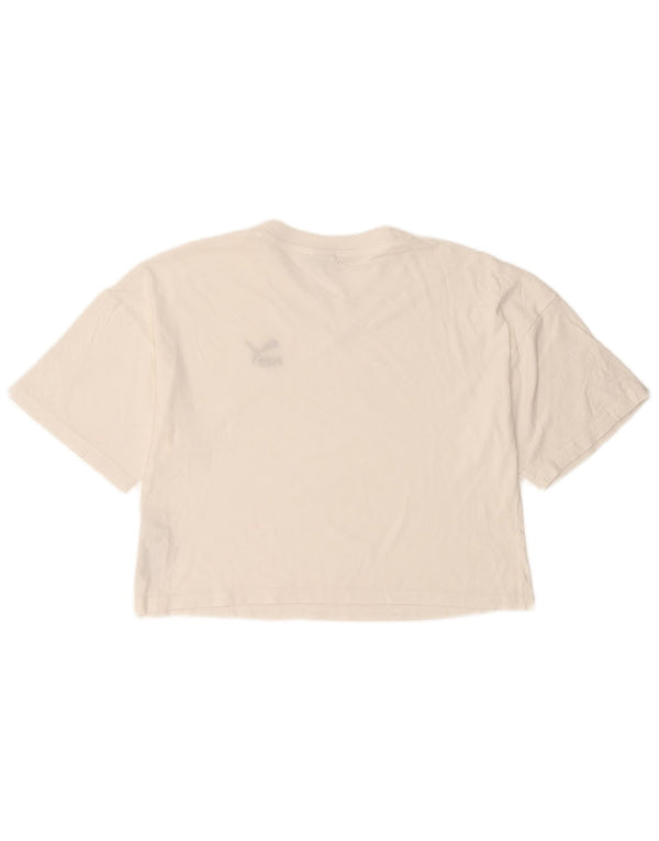 Женская укороченная футболка оверсайз Puma UK 6 XS, белый хлопок