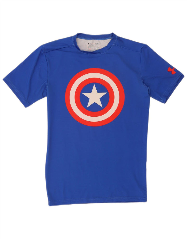 Футболка с рисунком Marvel для мальчиков Under Armour, топ 11–12 лет, большая синяя