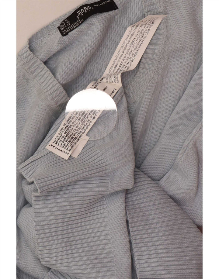 Мужской джемпер с круглым вырезом Zara XL, синий хлопок