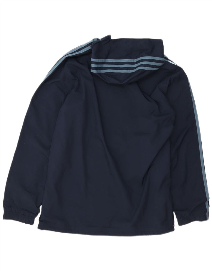 Куртка-дождевик-анорак с капюшоном ADIDAS для мальчиков 13-14 лет, темно-синий, полиэстер