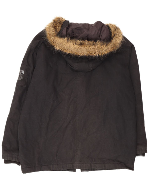 Мужская парка Quiksilver с капюшоном UK 40, большая, черная, хлопок
