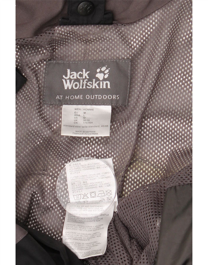Мужская куртка-дождевик JACK WOLFSKIN с капюшоном, Великобритания 36/38, средний черный с цветными блоками