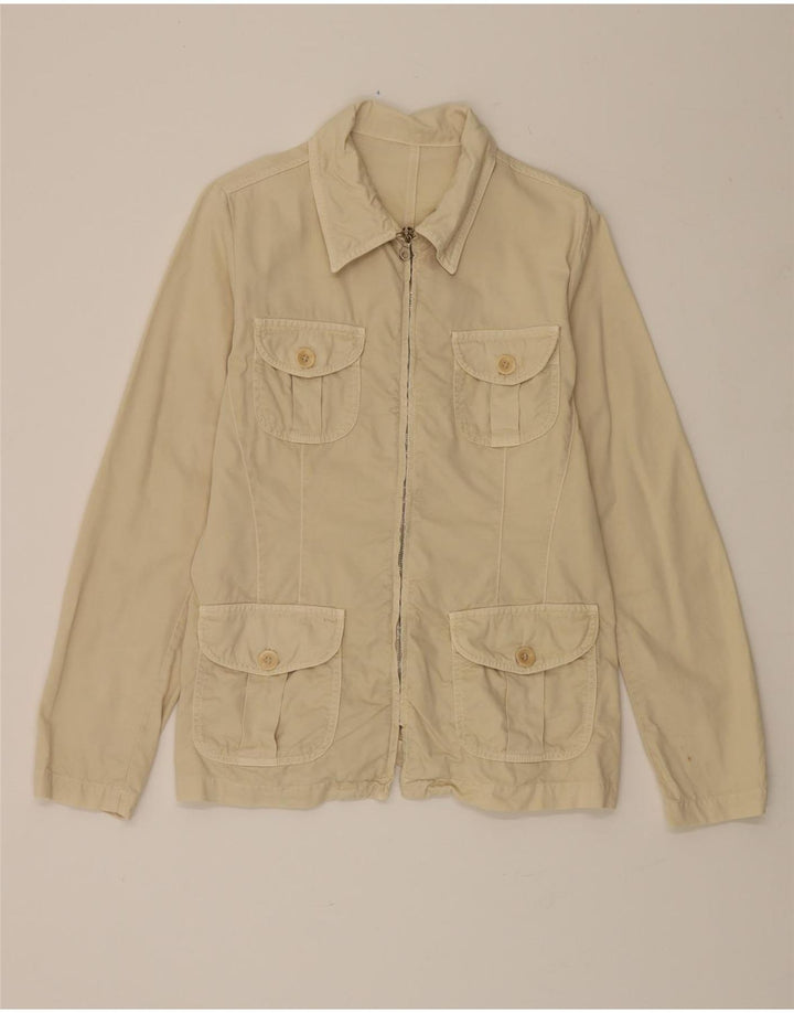 STEFANEL Womens Utility Jacket UK 14 Large Beige Cotton Vintage Stefanel and Second-Hand Stefanel from Messina Hembry 