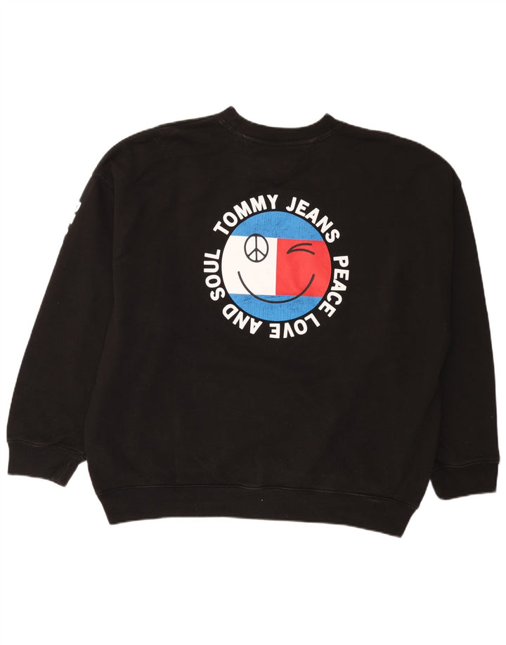 Мужской свитшот с рисунком Tommy Hilfiger, большой черный хлопковый джемпер