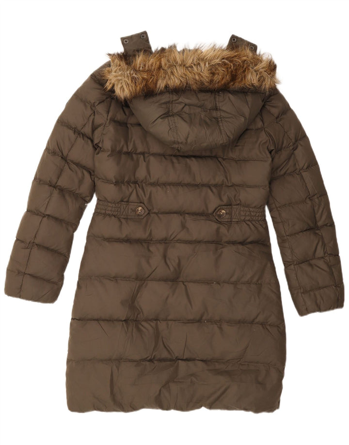 Женское стеганое пальто с капюшоном Tommy Hilfiger UK 10, маленький цвет хаки, полиэстер