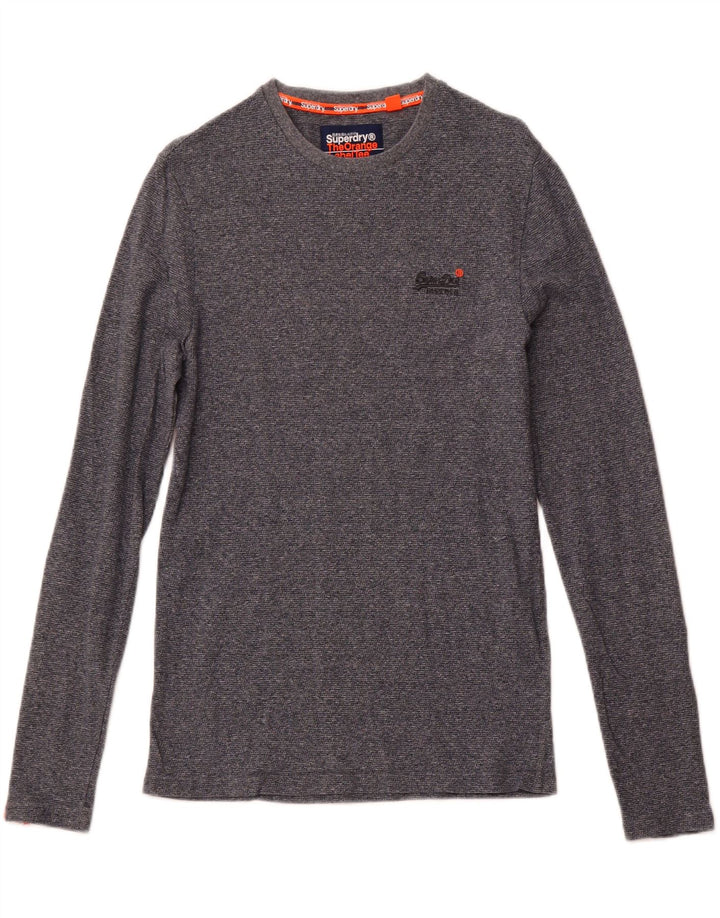SUPERDRY Мужской топ с длинным рукавом, маленький темно-синий, крапчатый, хлопок