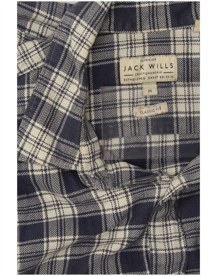 Мужская фланелевая рубашка классического кроя JACK WILLS среднего размера, темно-синяя клетка, хлопок