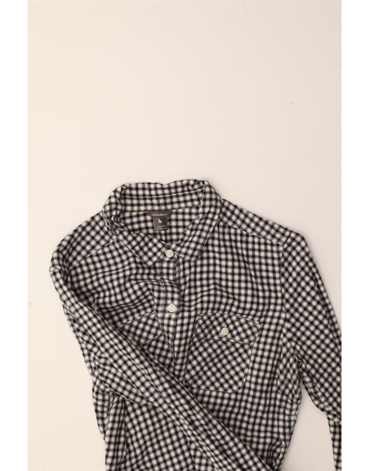 EDDIE BAUER Womens Flannel Shirt UK 14 Medium Black Gingham Vintage Eddie Bauer and Second-Hand Eddie Bauer from Messina Hembry 