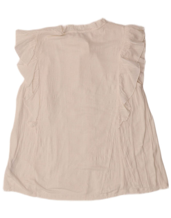 Женская блузка-рубашка с коротким рукавом MONSOON UK 14, средний белый, вискоза