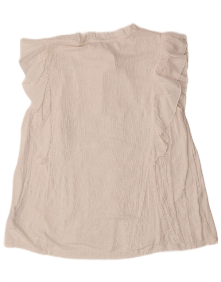 Женская блузка-рубашка с коротким рукавом MONSOON UK 14, средний белый, вискоза