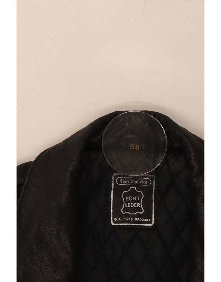 HEIN GERICKE Мужская кожаная байкерская куртка UK 38 средний черный кожаный