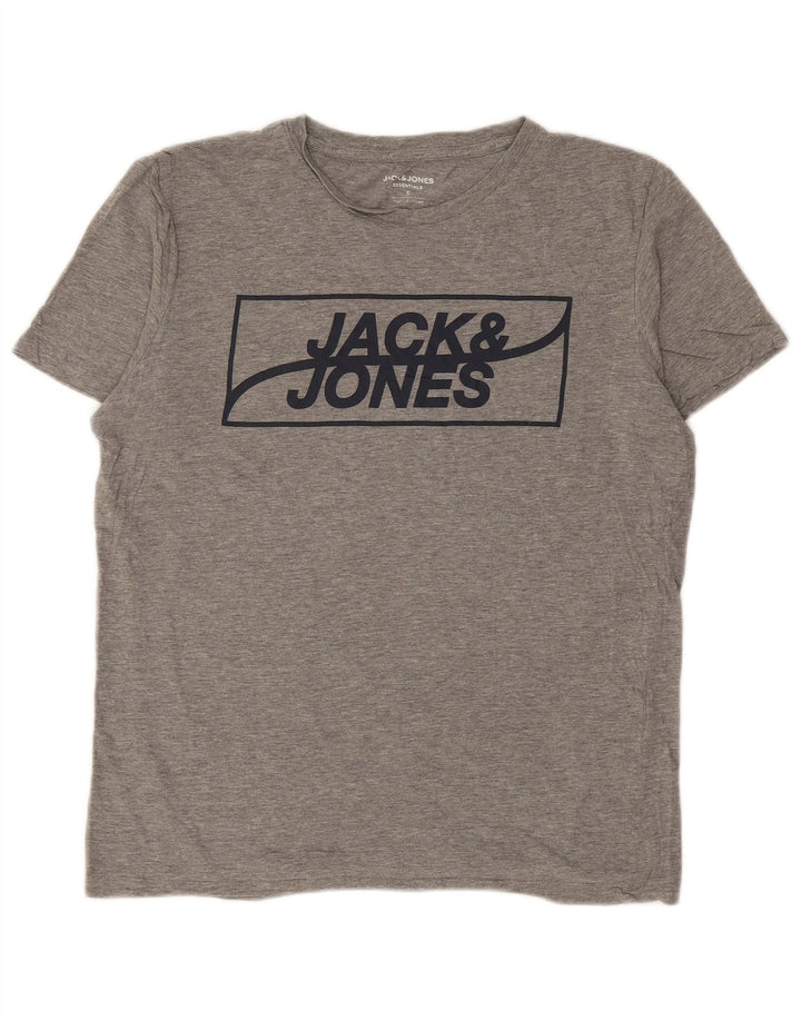 Мужская футболка с рисунком Jack & Jones, маленький серый хлопок