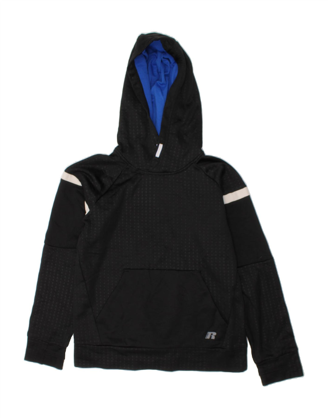 RUSSELL ATHLETIC Boys Hoodie Jumper 10-11 Years Large Black Polyester Vintage Russell Athletic and Second-Hand Russell Athletic from Messina Hembry 
