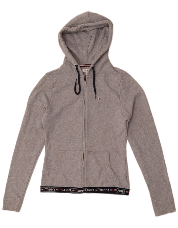 Женский свитер с капюшоном на молнии Tommy Hilfiger UK 10, маленький серый с цветными блоками