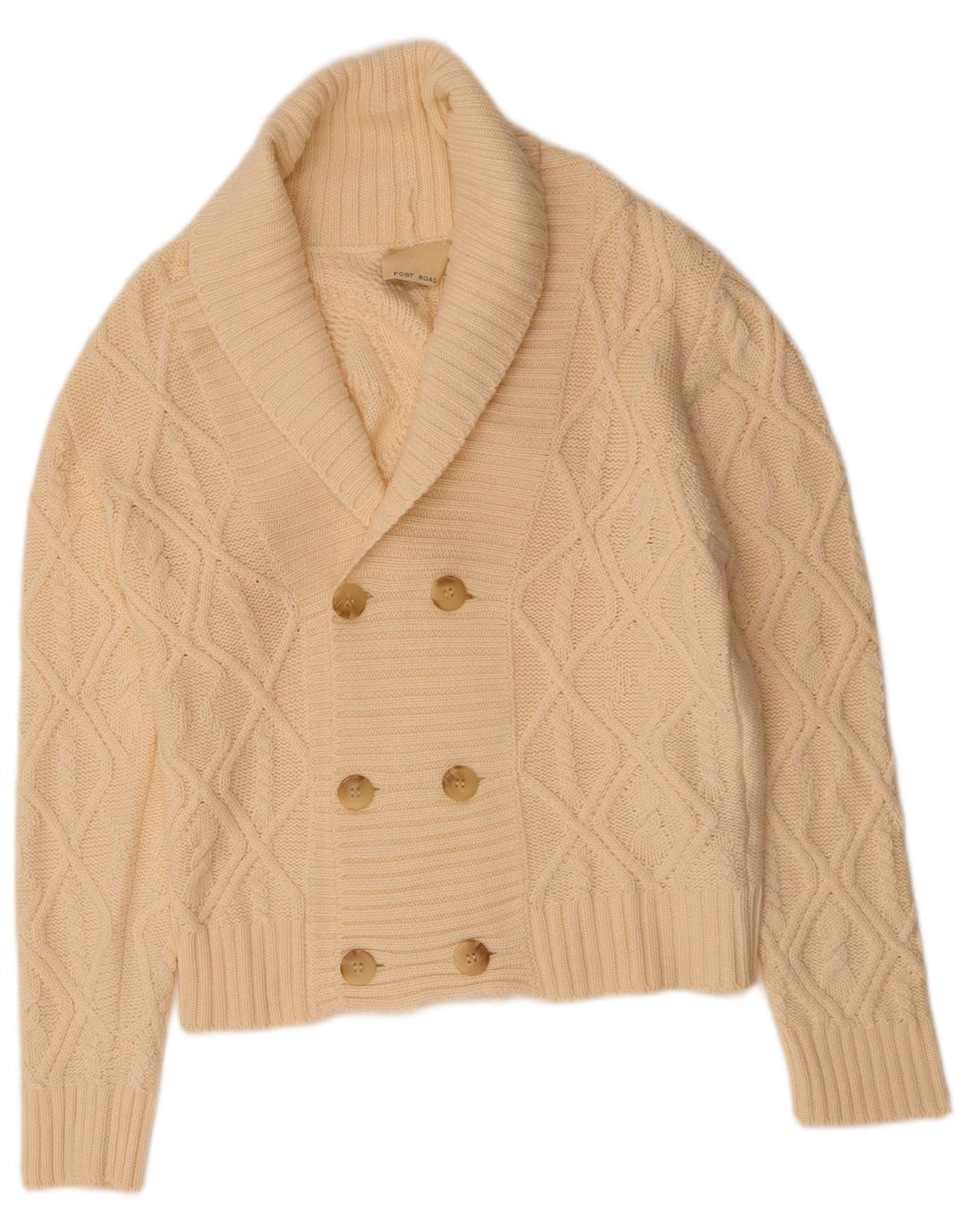 VINTAGE Womens Cardigan Sweater UK 14 Medium Beige Wool