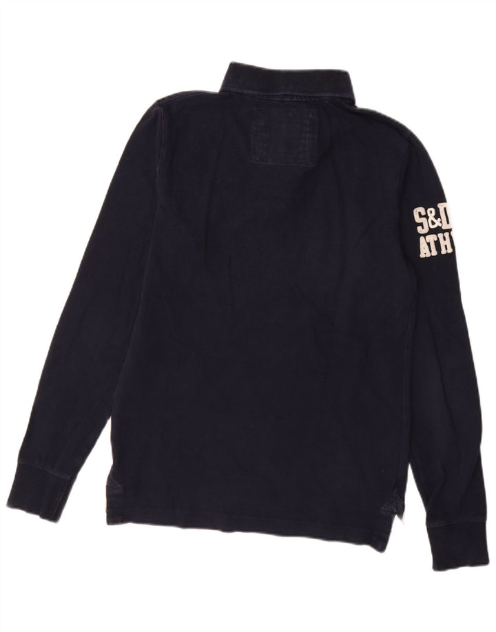 Мужская рубашка-поло для регби с длинным рукавом Superdry, темно-синяя, хлопок, средний размер