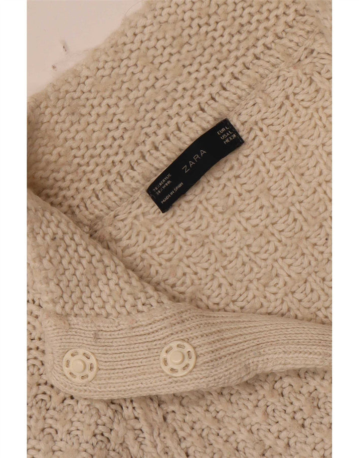 Женский кардиган Zara UK 14, большой белый акрил