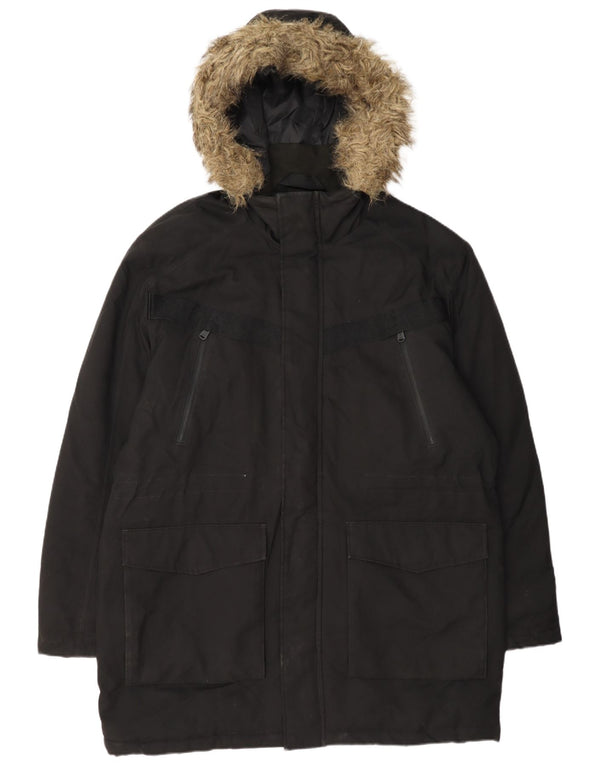 Мужская парка Jack & Jones с капюшоном UK 44 2XL, черный полиэстер