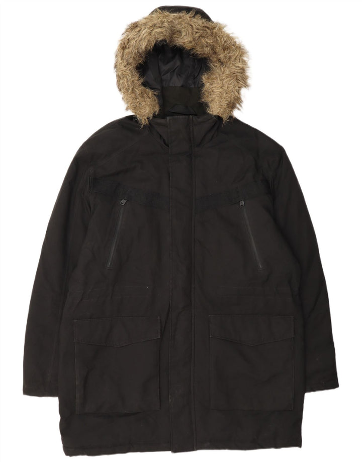 Мужская парка Jack & Jones с капюшоном UK 44 2XL, черный полиэстер