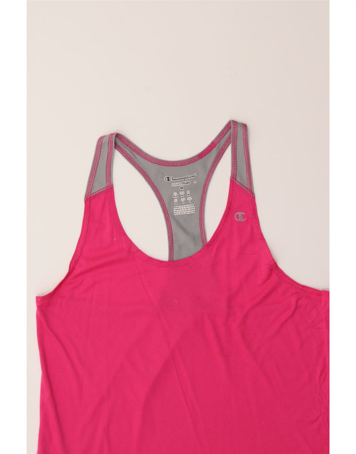 CHAMPION Womens Vest Top UK 12 Medium Pink Colourblock Polyester Vintage Champion and Second-Hand Champion from Messina Hembry 