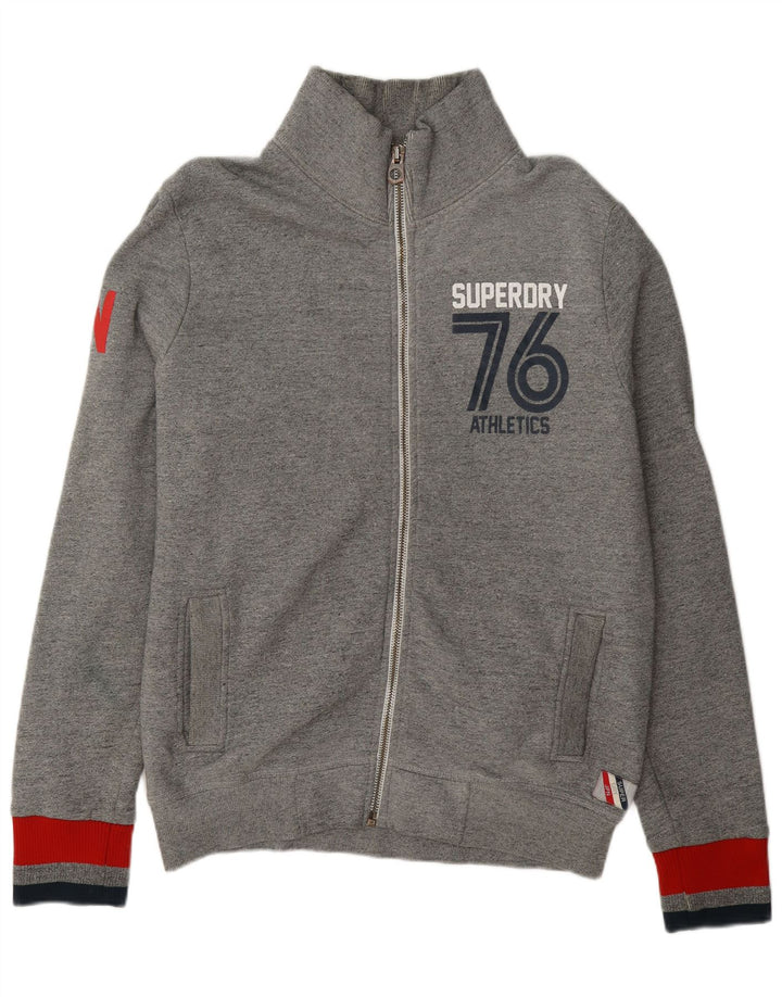 Мужской спортивный костюм Superdry с графическим рисунком, верхняя куртка 2XL, серый хлопок с цветными блоками