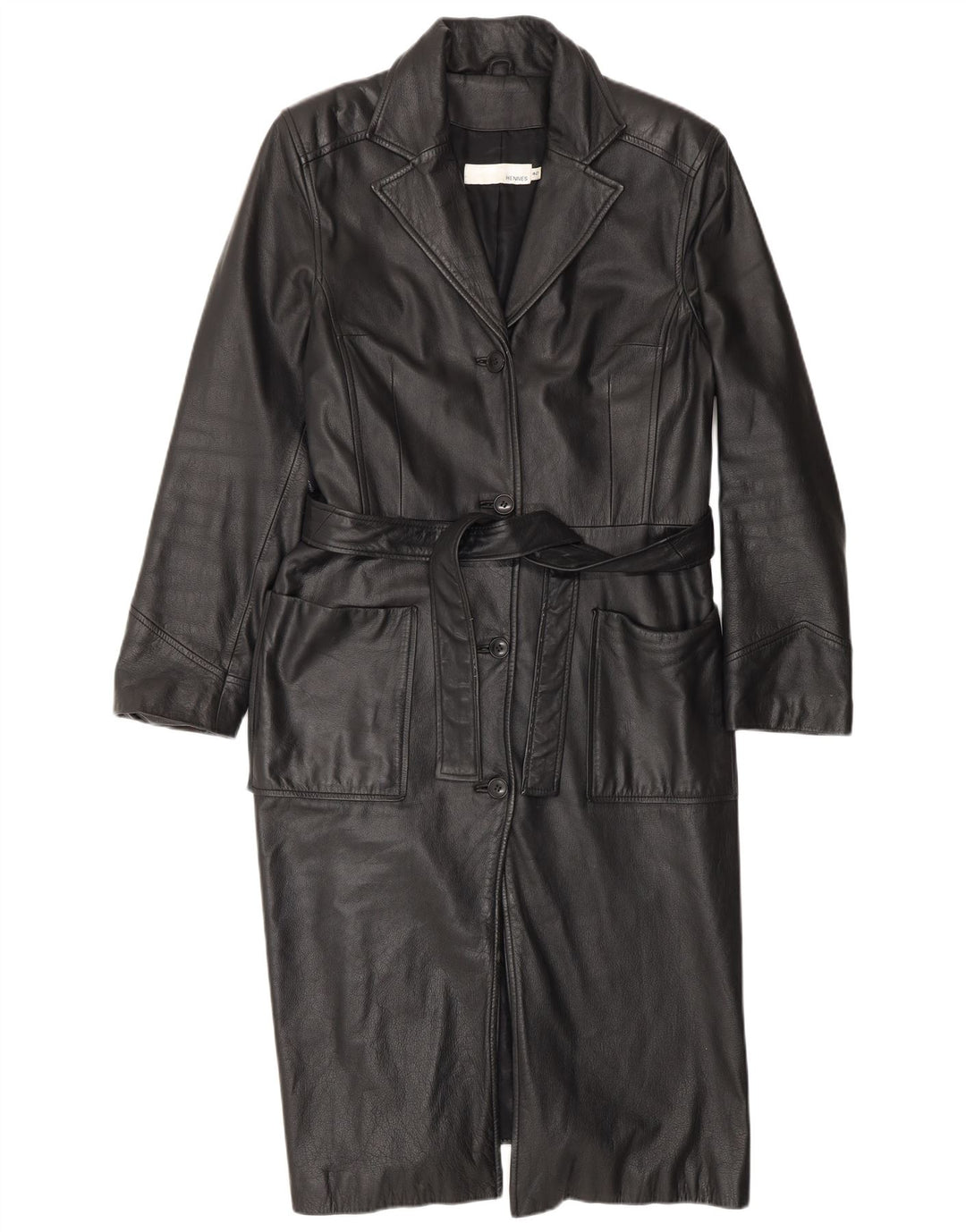 Женское кожаное пальто HENNES EU 42, большое, черное кожаное