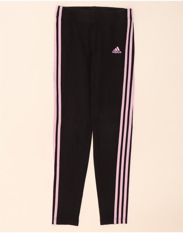 Леггинсы Adidas для девочек 13-14 лет, черные, хлопковые