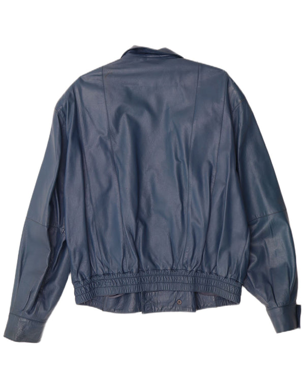 Мужская кожаная куртка в стиле милитари VINTAGE IT 52 XL синяя кожаная